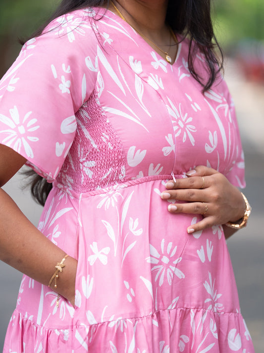 Pink Blush — Maternity & Feeding Dress