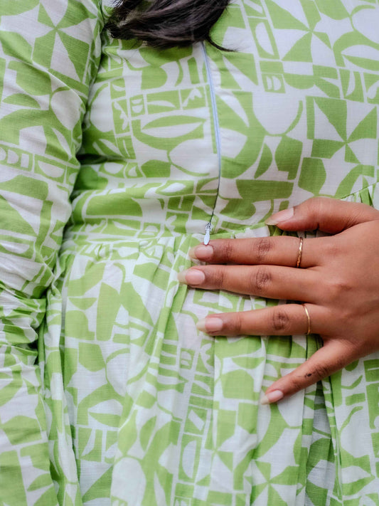 Green Whisper – Feeding Friendly Maternity Short Kurti