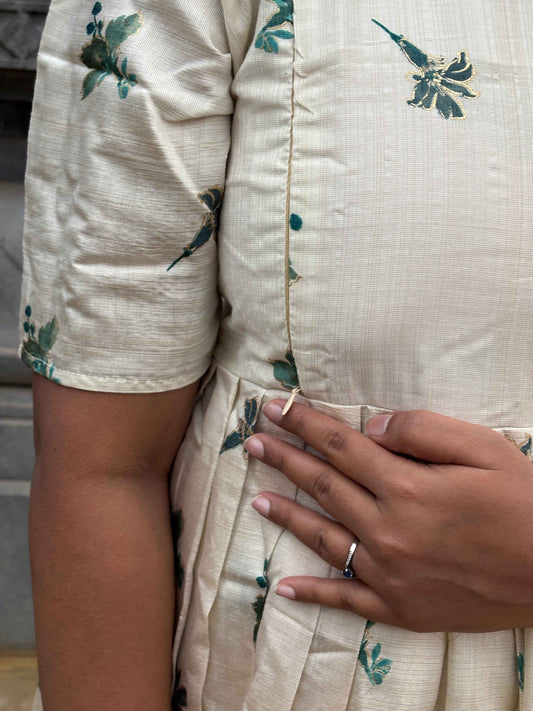 Ivory Bloom Festive Maternity & Feeding Maxi Dress