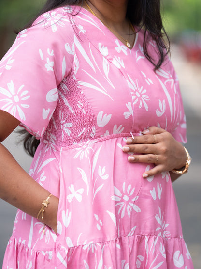 Pink Blush — Maternity & Feeding Dress