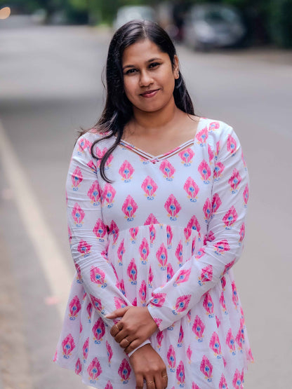 Pink Petals – Feeding Friendly Maternity Short Kurti