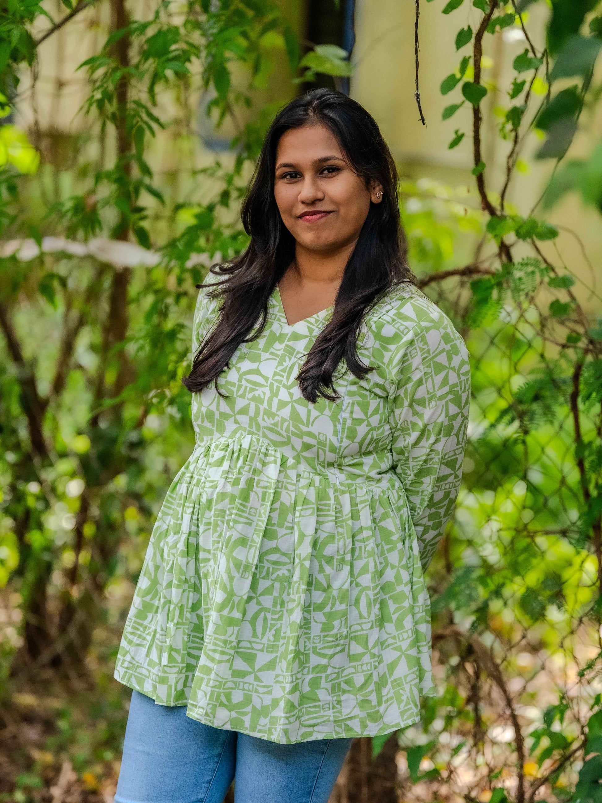 Green Whisper – Feeding Friendly Maternity Short Kurti