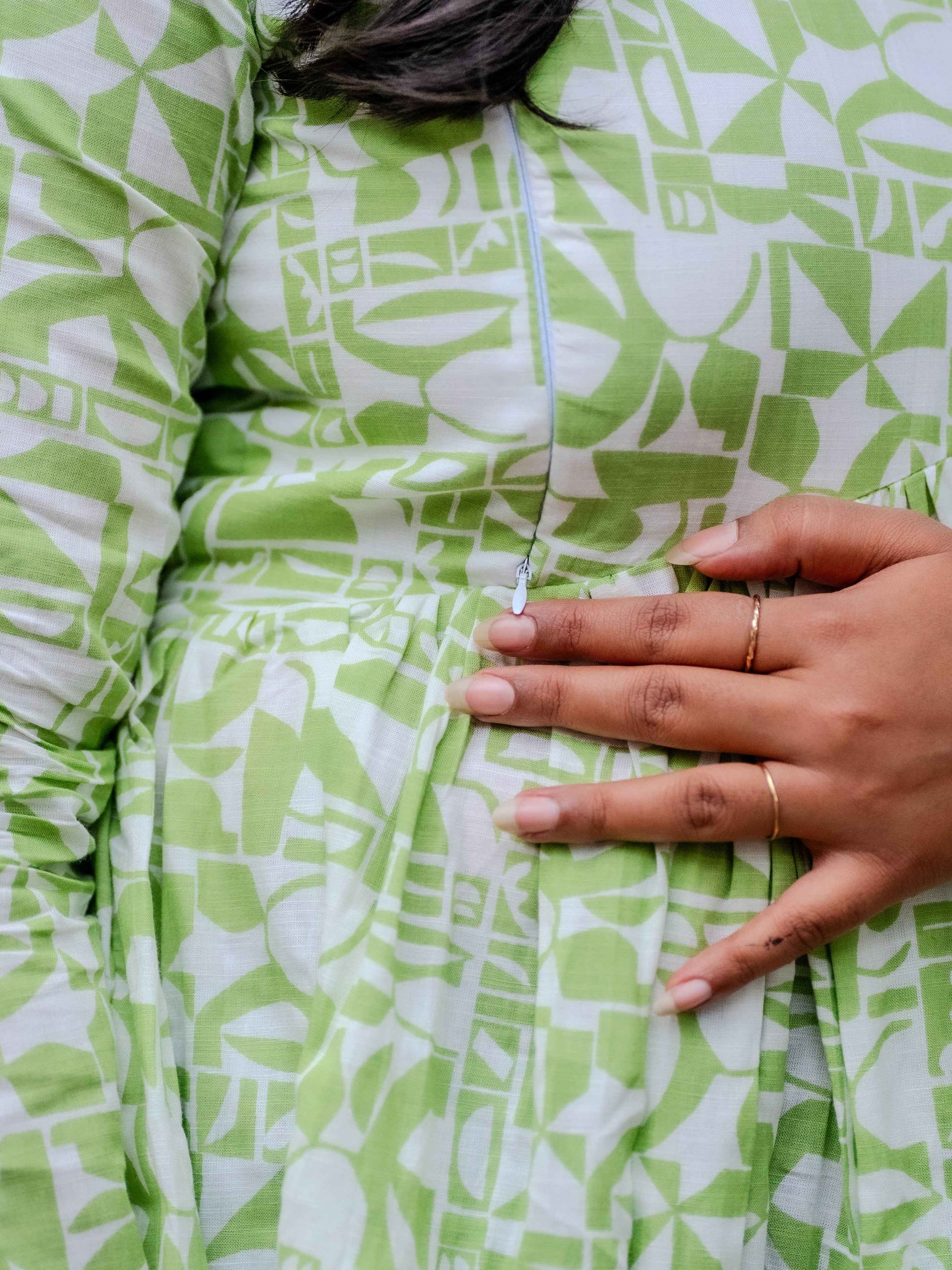 Green Whisper – Feeding Friendly Maternity Short Kurti