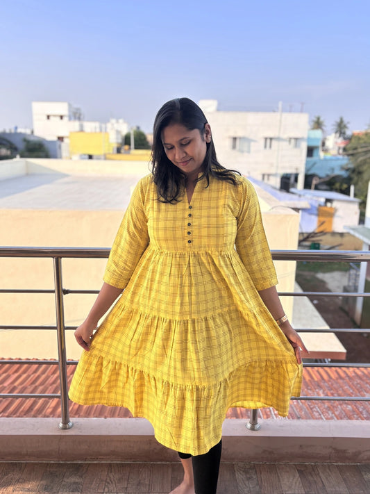 Marigold Checks Maternity Feeding Dress